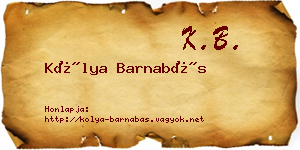 Kólya Barnabás névjegykártya